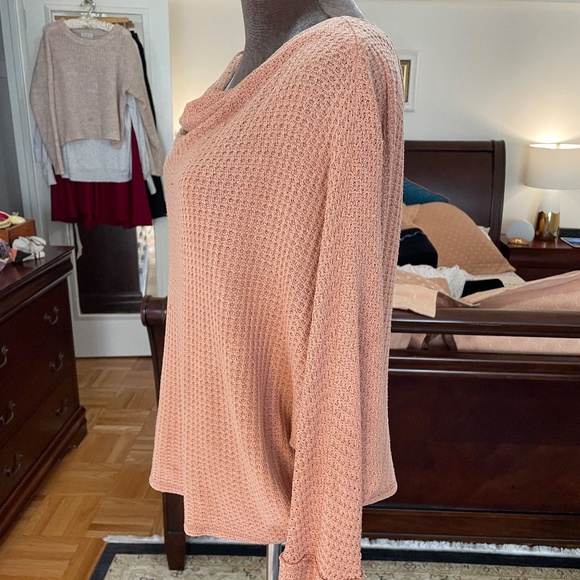Free People Pink Waffle Knit Blouse - Picture 4 of 15